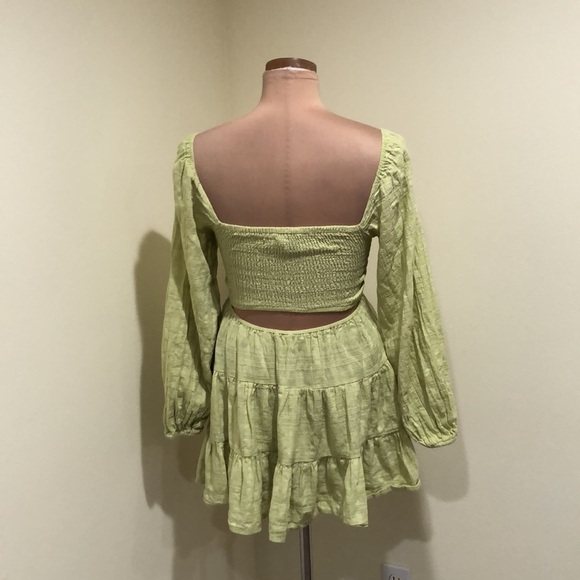 Princess Polly Campbell Cutout Corset Dress Size US 2 Pastel Green Puff Sleeve - Picture 4 of 9